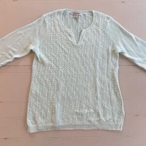 Tommy Bahama Mint V-Neck knit Sweater 100% linen size large women light blue